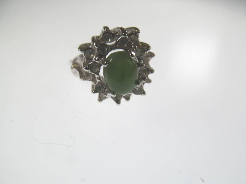 lot 45 image: Cubic Zirconia and Jade Ring
