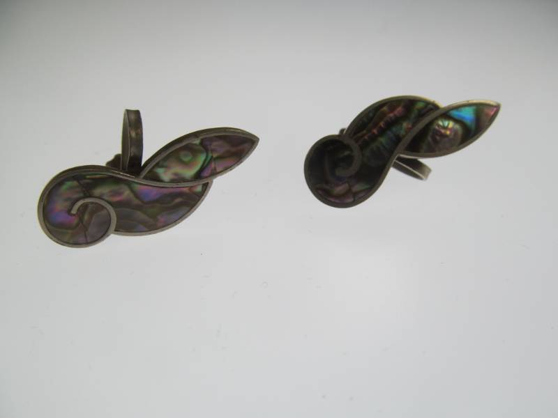 lot 50 image: Sterling  Abalone Screw back Earrings