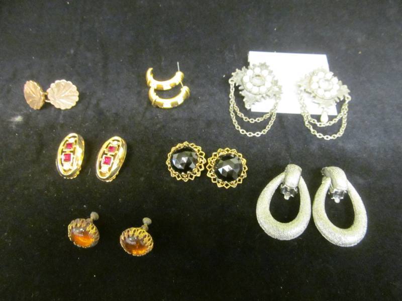 lot 74 image: Silvertone Earrings, Gold-filled Earrings, Rhinestone Earrings