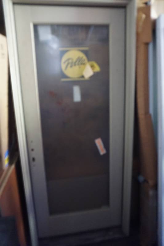 lot 10 image: Pella Designer Series Aluminum Clad Full Glass Entry Door With Top Transom Window