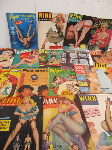 lot 55 image: Large Lot of Vintage Pinup & Girlie Magazines - 1930s-50s