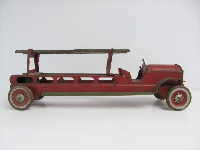 lot 56 image: Antique 17 Pressed Steel Toy Fire Truck
