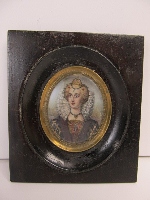 lot 62 image: Antique Signed 19th Century Hand Painted Miniature Portrait