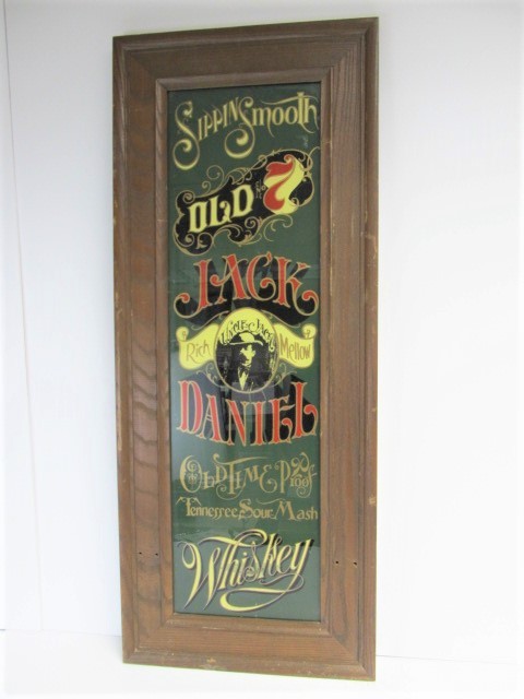 lot 73 image: Vintage Reverse Painted JACK DANIELS Whiskey Bar Sign Hat Rack