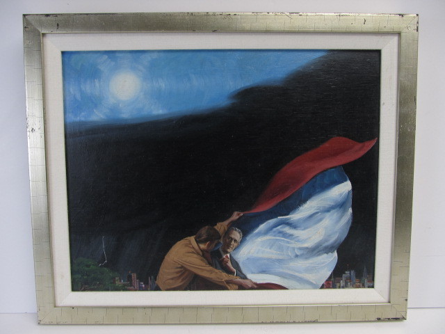 lot 77 image: George Prout - Brown & Bigelow Illustration Artist Signed Original Oil Painting A New Order