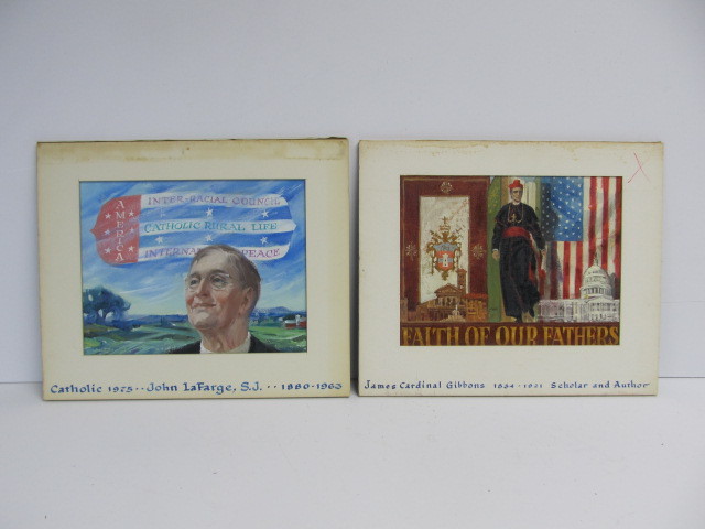 lot 79 image: George Prout - Brown & Bigelow Illustration Artist Pair of Signed Original Oil Paintings