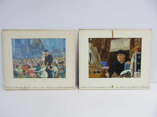 lot 81 image: George Prout - Brown & Bigelow Illustration Artist Pair of Signed Original Oil Paintings