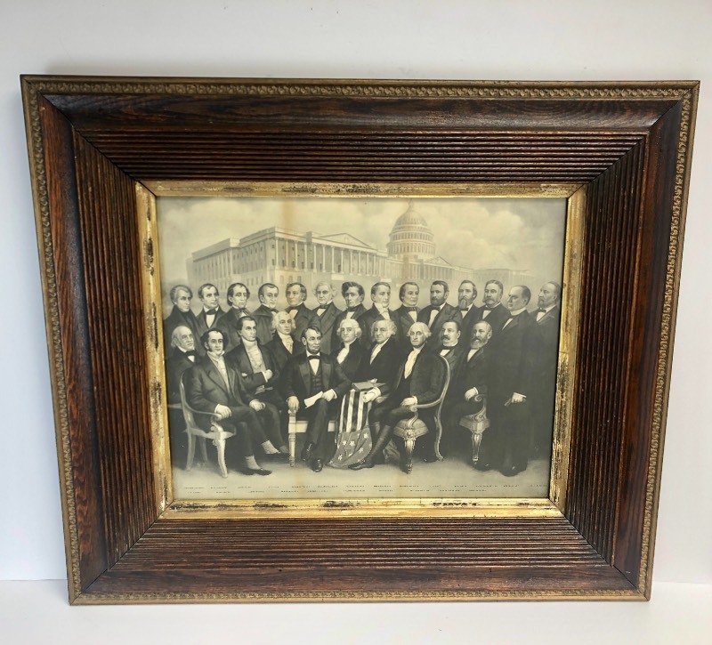 lot 145 image: Wonderful Large Antique Patriotic THE PRESIDENTS Print