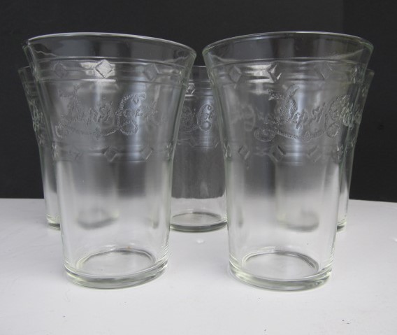 lot 158 image: Lot of 5 Early Vintage Embossed PEPSI-COLA Soda Glasses