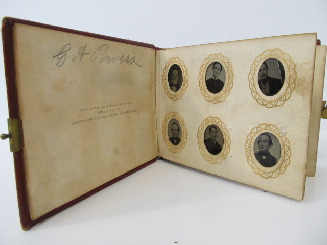lot 163 image: Antique 1860s-70s Tintype Photo Album FULL of Photos - 200 Tintype Photos