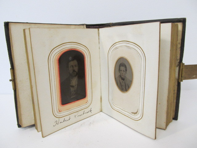 lot 164 image: Antique 1860s-70s Tintype & Photo Album Full of Photos