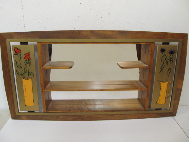 lot 183 image: Original 1960s Mid Century Modern Belart Inc. Shadowbox Mirror Wall Shelf