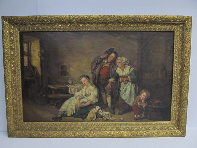 lot 112 image: Exceptionally Framed Antique Old Master Style Oil on Canvas Painting