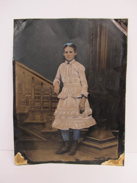 lot 118 image: Early Antique Large Sized Hand Painted Tintype Photo