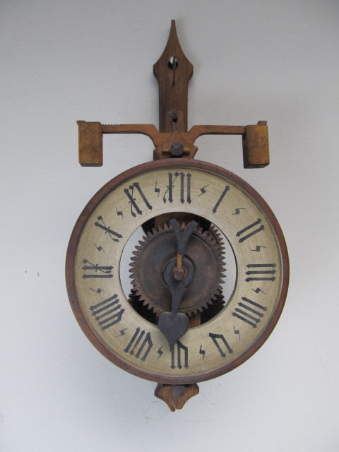 lot 196 image: Nice Vintage BOT Weight Driven Wooden Wall Clock