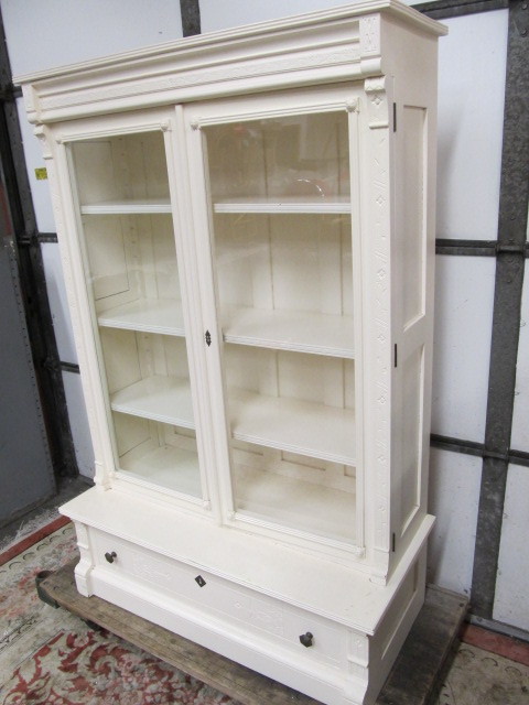 lot 199 image: Nicely Restored Antique Large Cupboard Cabinet wBottom Drawer