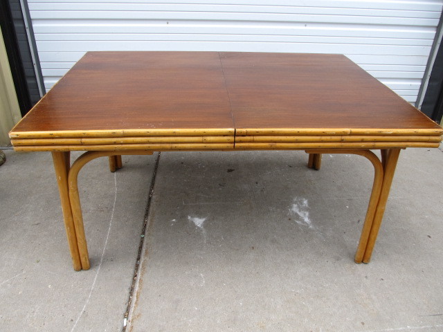 lot 14 image: Vintage Mid Century 1950s Tiki Style Bamboo Dining Table & Chairs by The Tropical Sun Co.
