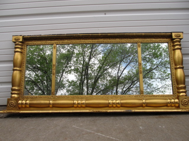 lot 209 image: Beautiful Large Antique Gilt Wood Long Mirror