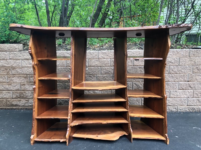 lot 8 image: Exceptional Solid LIVE EDGE Black Walnut Wall Unit Display Cabinet 7 x 5 x 2