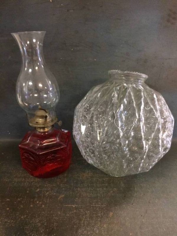 Glass Oil Lamp and Round Glass Globe
