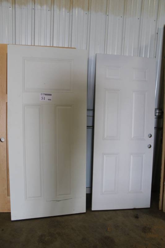 lot 51 image: Lot of (2) 3-Panel,6-Panel Metal House Entry Doors