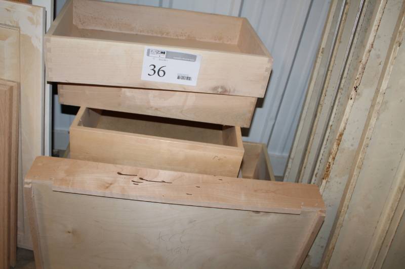lot 36 image: Lot of (5) Wood Cabinet Drawers