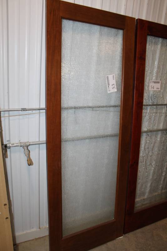 lot 53 image: Single Frosted Full Length Glass Wood House Interior Door
