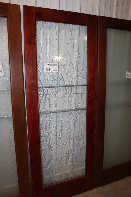 lot 54 image: Single Frosted Full Length Glass Wood House Interior Door