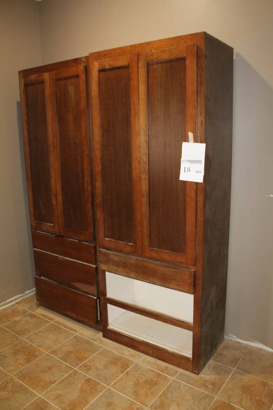 lot 18 image: Lot of (2) Wood Cabinets with 2-Doors, 2-Drawers