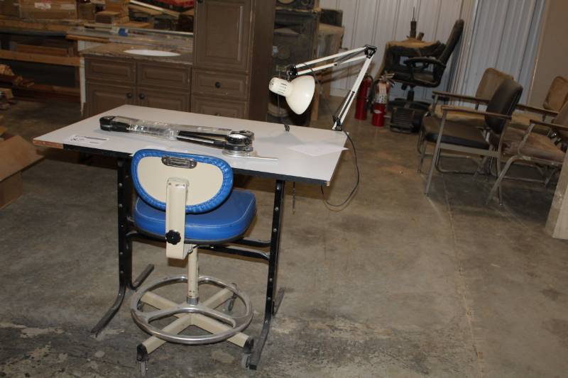 lot 87 image: Vemco Drafting Table, Machine, Chair