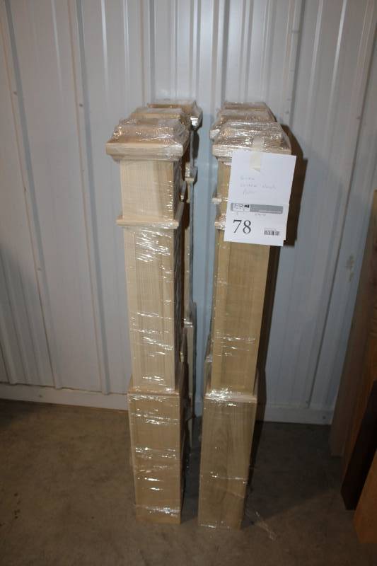 lot 78 image: Lot of (6) Poplar Wood Custom Newels