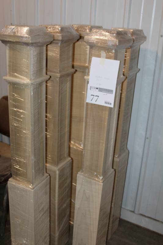 lot 77 image: Lot of (5) Poplar Wood Custom Newels