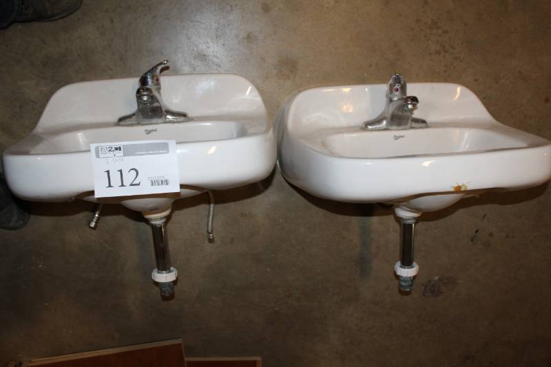 lot 112 image: Lot of (2) Mansfield Wall-Mount Sinks