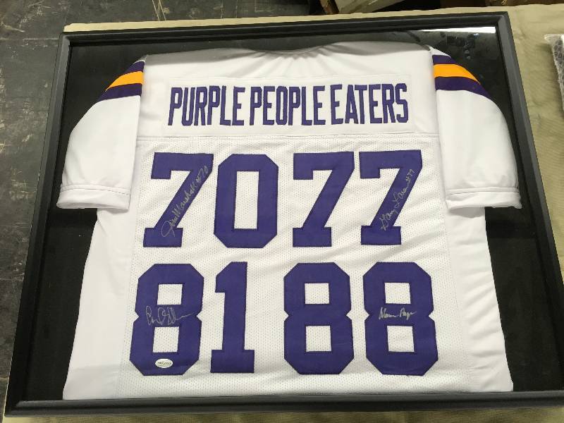 lot 469 image: Framed Autographed Purple People Eaters Jersey W COA