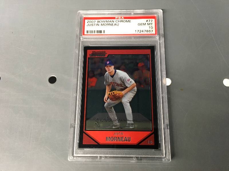 lot 491 image: 2007 Bowman Chrome Justin Morneau 10 Mint Card