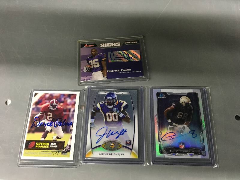 lot 503 image: Four Autographed Minnesota Vikings Cards