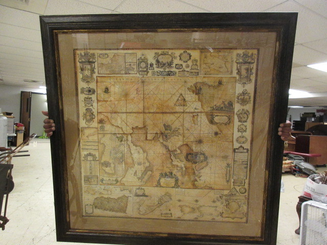 lot 606 image: LARGE FRAMED SEPIA TONE MAP