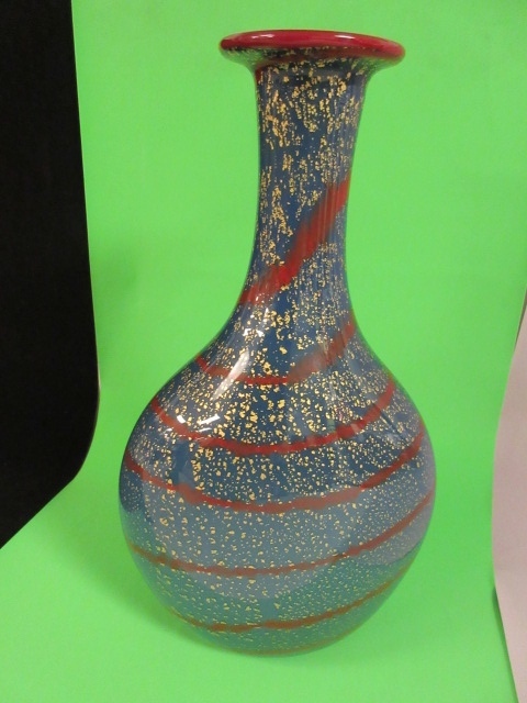 Dick Huss Art Glass Vase Minnesota Glass Artist Popcorn Art