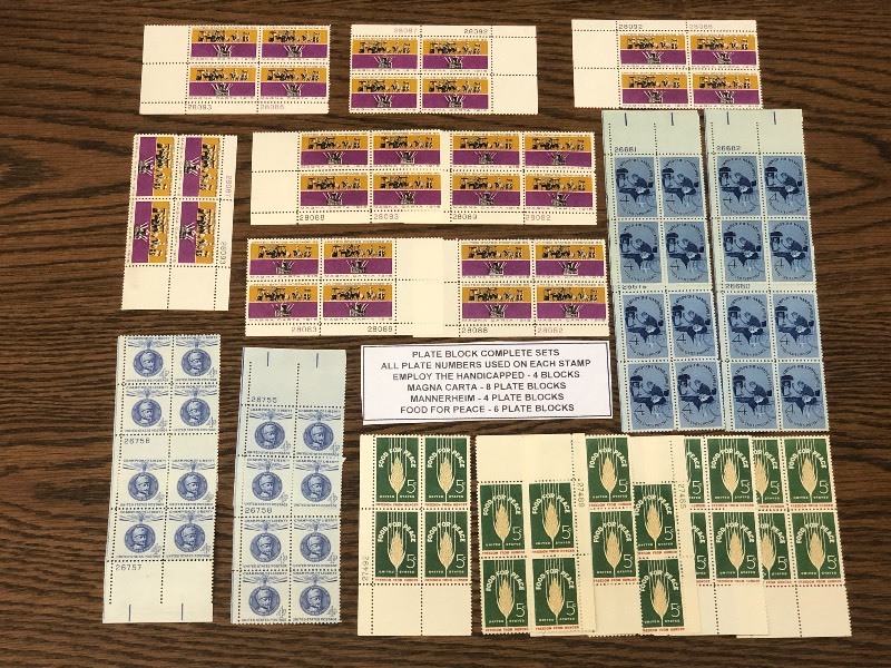 Plate Block Complete Sets Of U.S. Stamps