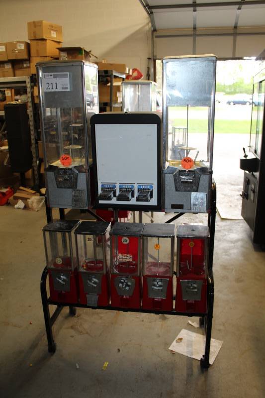 Eagle 8-Head $.25$.50 Bulk Candy and Sticker Rolling Dispenser