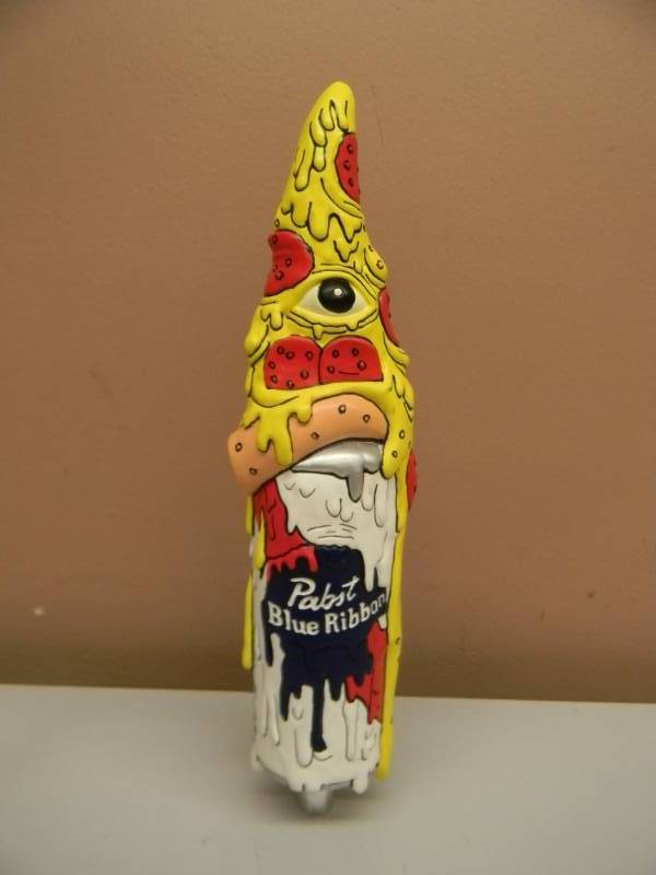 lot 20 image: PABST BLUE RIBBON PIZZA & BEER ART SERIES TAP HANDLE - NEW - NEVER USED - AWESOME PIECE - APPROX 13 - SEE PICTURES
