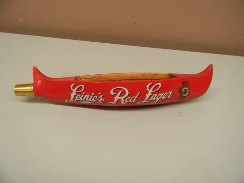 lot 26 image: LEINIES RED LAGER CANOE TAP HANDLE - NICE - APPROX 14 - SEE PICTURES