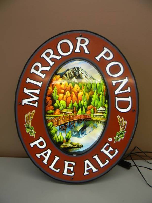 lot 35 image: VERY RARE - MIRROR POND PALE ALE LIGHT  SIGN - NICE - WORKS GREAT - APPROX 23 BY 20 - SEE PICTURES