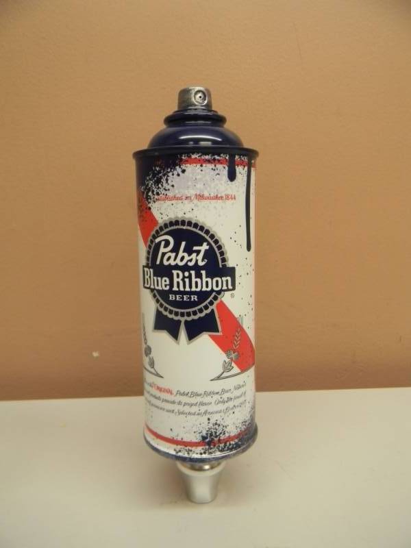 lot 39 image: PBR PABST BLUE RIBBON BEER ART SERIES SPRAY PAINT CAN BEER TAP BEER  - NEW NEVER USED - AWESOME PIECE -APPROX 10 - SEE PICTURES