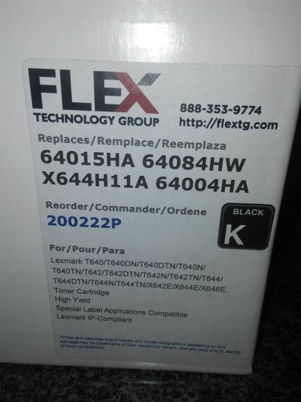 lot 5 image: Black Lexmark replacement ink cartridge by Flex Technology. See picture for printer models.