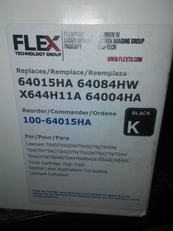 lot 6 image: Black Lexmark replacement ink cartridge by Flex Technology. See picture for printer models.