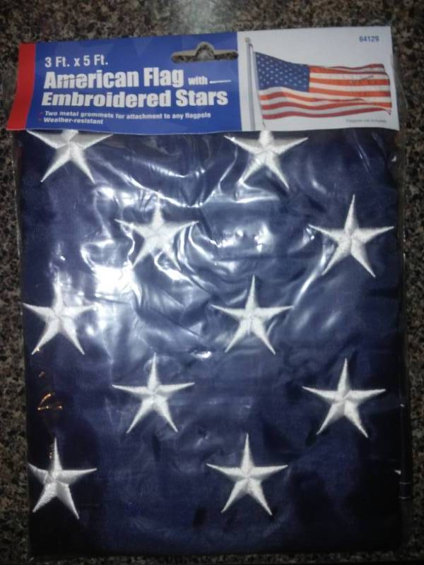 lot 66 image: American flag - embroidered, new.