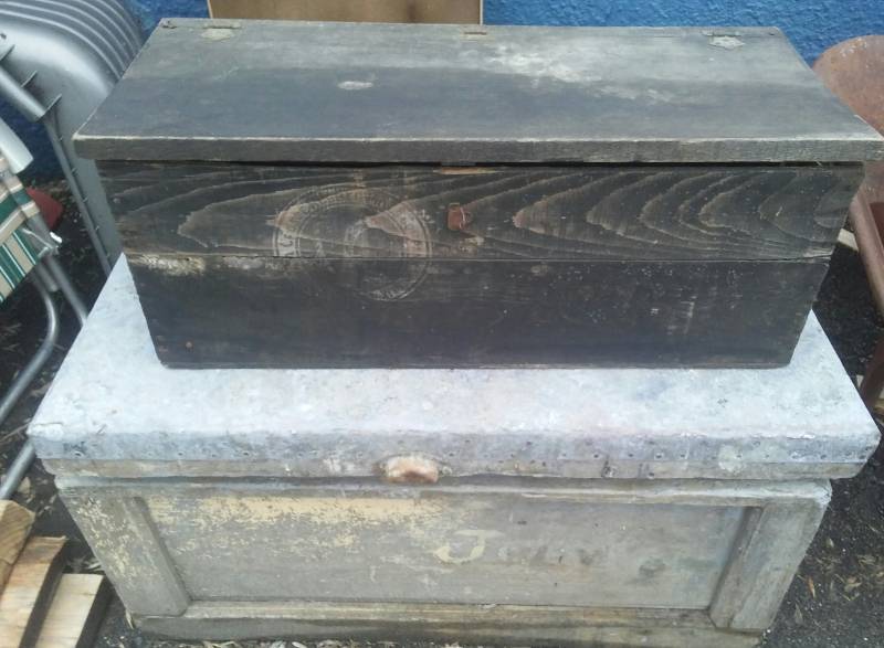 lot 112 image: Vintage Wood Toolboxes (2)