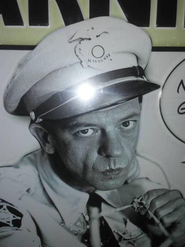 lot 136 image: Warning Metal Sign Barney Fife, embossed NEW