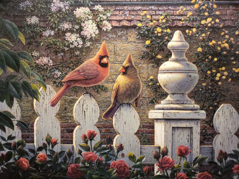 lot 45 image: Kim Norlien Hand Signed Emilys Garden Framed Print 25 12 x 21